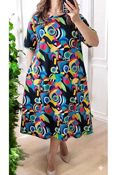 styleFlex 100% Cotton Shirt Dress with Abstract Patterned and Pockets