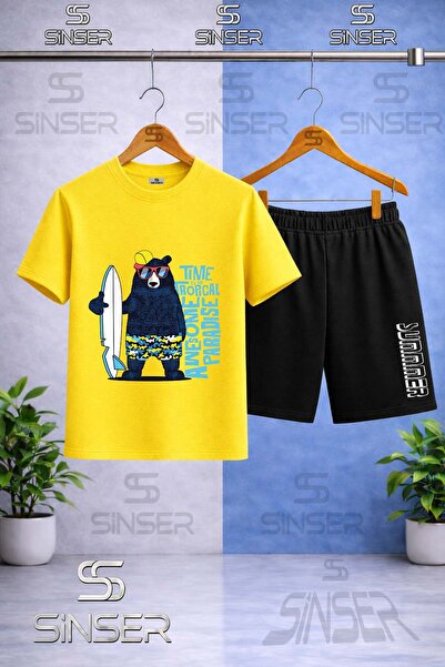 SS SİNSER تي شيرت للأطفال مطبوع عليه AYICIK SYH SURF SAPKA ذو رقبة دائرية - ط...
