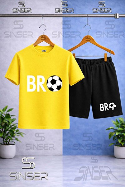 SS SİNSER تي شيرت برقبة دائرية مطبوع عليه BYZ للأطفال من BRO TOP YAZI - طقم شورت