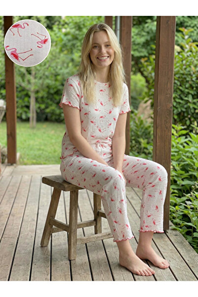 rindahomewear Γυναικείο σετ καλοκαιρινών πιτζάμες με κοντό μανίκι και σχέδιο ...