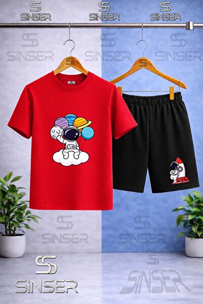 SS SİNSER تي شيرت للأطفال مطبوع عليه رائد الفضاء والكواكب في متناول اليد - طق...