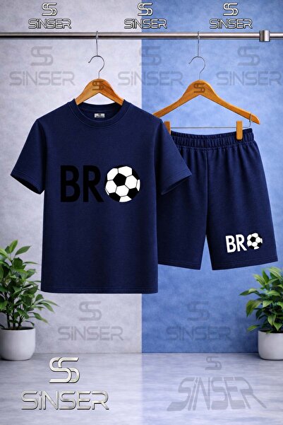 SS SİNSER Children's Bro Top Yazi Syh Printed Crew Neck T-Shirt - Shorts Set