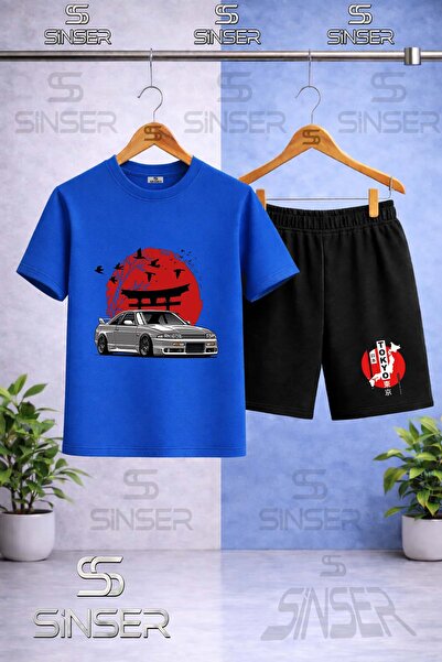 SS SİNSER تي شيرت للأطفال مطبوع عليه ARABA TOKYO RED CIRCLE ONUNDE برقبة دائر...