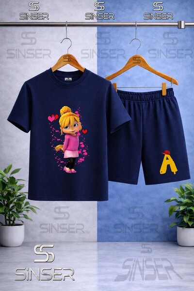 SS SİNSER Kids' Alvin Sincap Girls' Single Printed Crew Neck T-Shirt - Shorts...