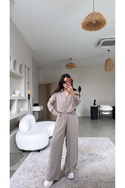 Buket Teke Σετ πουκάμισο με κουμπιά και επένδυση βιζόν, με παντελόνι από τένσελ