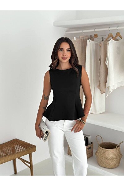 gozdefashion Women's Volan Zero Sleeve Blouse