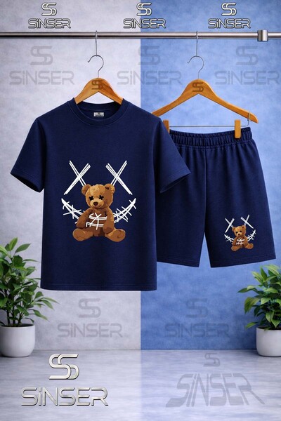 SS SİNSER Children's Ayicik Yarn Carpi Byz Printed Crew Neck T-Shirt - Shorts...