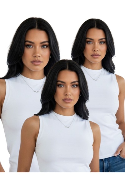 cicial 3-Piece Women's Crew Neck Zero Sleeve Bodysuit