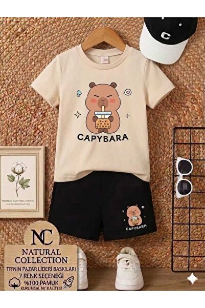 Nice Clothes Tricou și pantaloni scurți de vară pentru copii, unisex (Capybar...