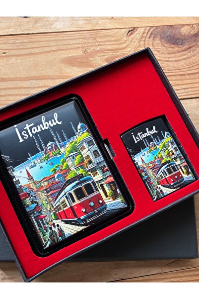 cigarol İstanbul Taksim Nostaljik Tranvay Çakmak ve Tabaka Set