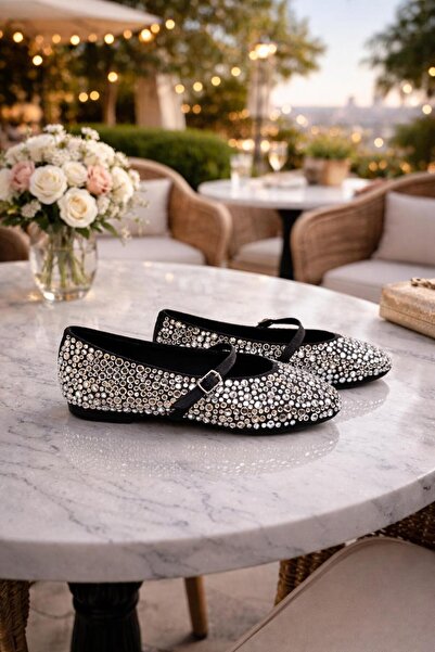 FİORE WOMEN Black Stone Women's Ballerina Shoes