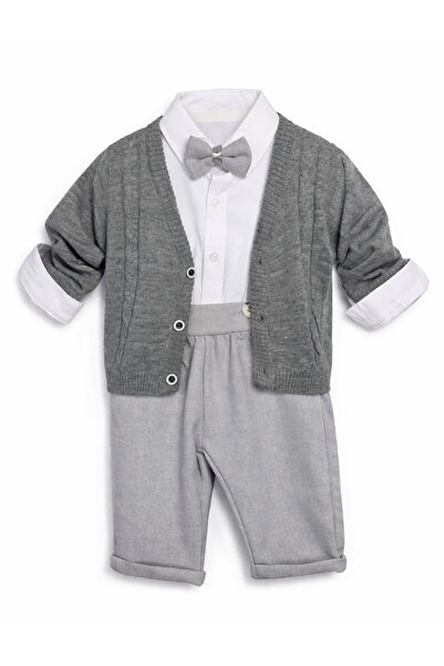 Bebelul Elegant boys' set: bodysuit, shirt, bow tie, blouse, and grey trouser...