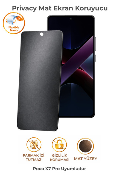 ADR Phone Accessories Poco X7 Pro Uyumlu Privacy Mat Ekran Koruyucu Gizlilik ...