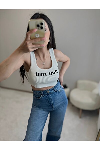 MoyStore Ekru Triko Fitilli Muadilmiu Crop
