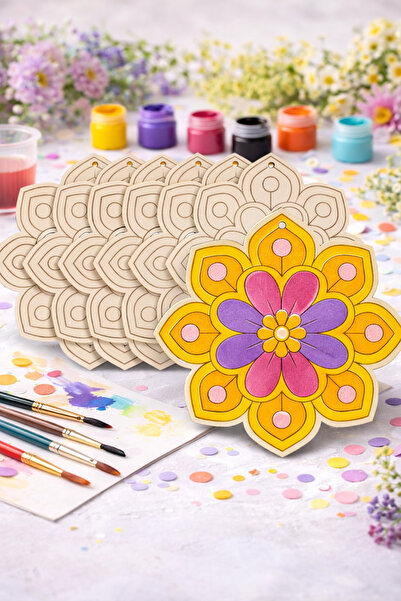 CARON CHOCOLATE 10 Adet Mandala Ahşap Boyama Otonom Gelişim Çocuk Etkinliği Ç...
