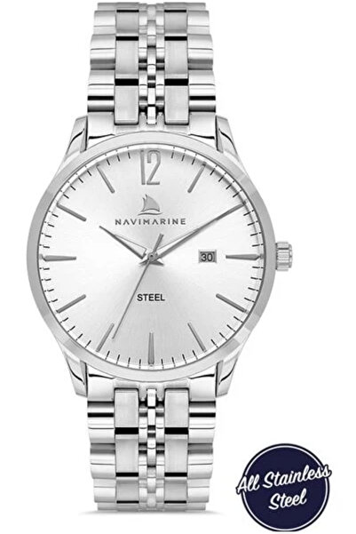 Navimarine Paslanmaz Çelik Gold/Gümüş 44mm Takvimli Sade Kadran Şık Erkek Saati
