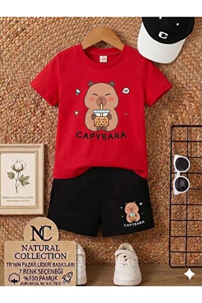 Nice Clothes Tricou și pantaloni scurți de vară pentru copii, unisex (Capybar...
