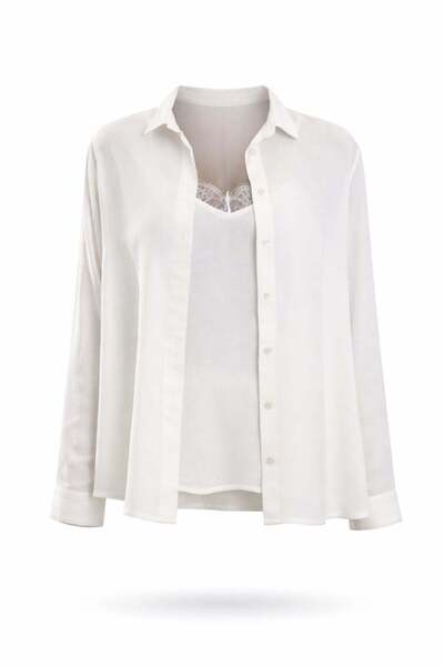 5in1Canpolat Πουκάμισο - Εκρού - Κανονική εφαρμογή