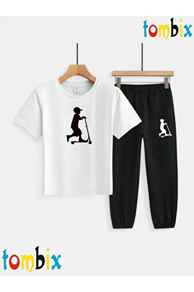 tombix Scoter and Child Printed T-Shirt and Sweatpants (Sweatpants with Pocke...