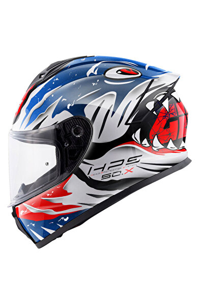 Givi 50.X Sharkbite Mavi-Beyaz-Kırmızı Kapalı Motosiklet Kaskı