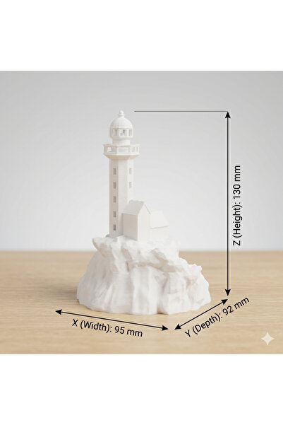 3DPROGA 3D Yazıcı Tasarım Deniz Feneri iDekoratif Figür 13 CM BOYUNDA