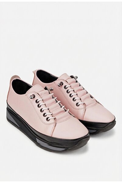 Dasha Women's powder pink shoes made of natural Leather with Stretchy laces