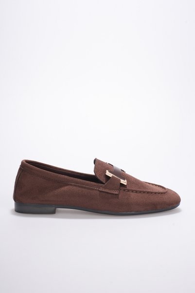 Artgoo Women's Coffee-Colored Buckle-Detailed Daily Casual Ballet Shoes