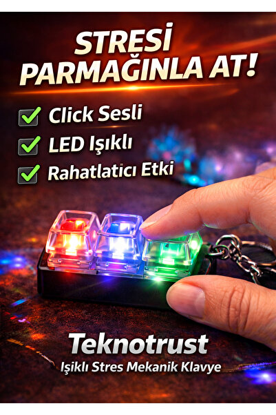teknotrust Işıklı Mekanik Klavye Anahtarlık – Click Sesli Stres Giderici Mini...