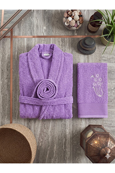 BEYAZLALE Premium 2-Piece Family Bathrobe Set, Dowry Cotton Gift Bath Set