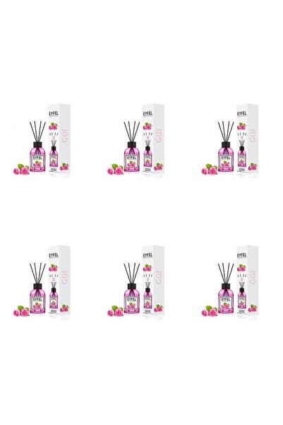 Eyfel Set 6x Odorizant de camera cu bete Eyfel, Trandafir, 120 ml