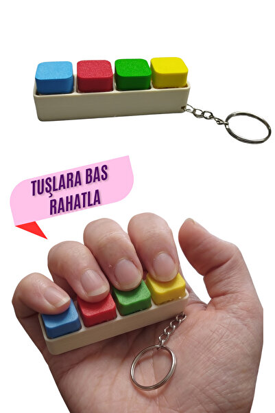 KAŞIKBEY Klavye Stres Giderici Click Sesli Mini Fidget Keyboard Renkli Anahta...