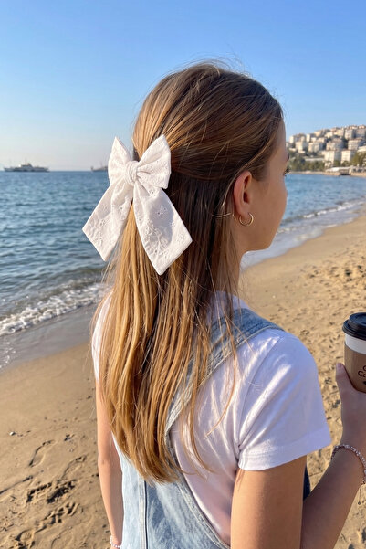 Liliza Accessories Beyaz Fisto Fiyonk Yetişkin, Genç, Çocuk Otomatik Toka