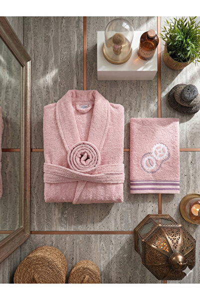 BEYAZLALE Premium 2-Piece Family Bathrobe Set, Dowry Cotton Gift Bath Set