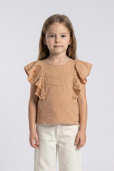 Mutlu Kids Tricou pentru fete cu mâneci scurte și detalii din dantelă