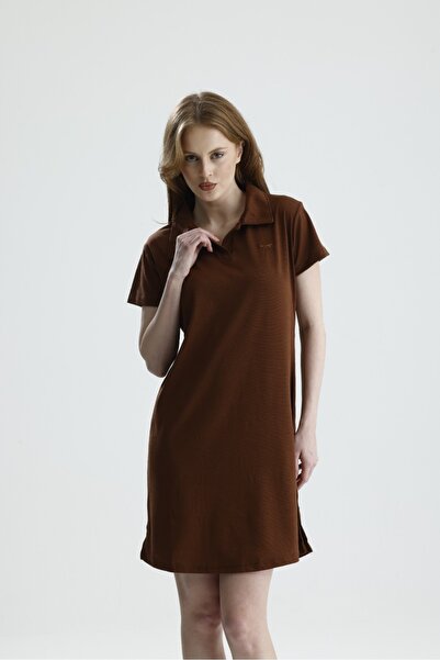 Madame QAN's Φόρεμα - Καφέ - Φόρεμα Jersey