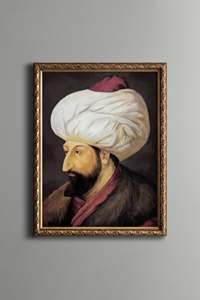 epiqart Fatih Sultan Mehmet Portrait – Vintage Patterned Frame – Slim Model