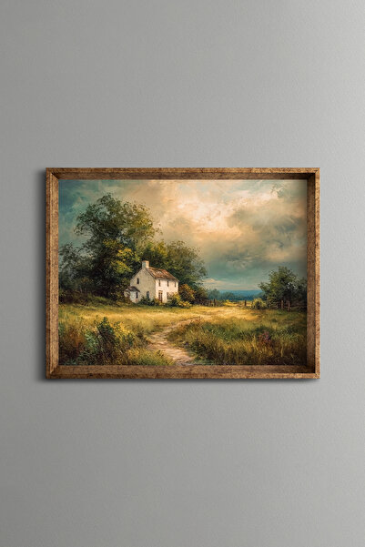 epiqart Country House Scenery – Vintage Patterned Frame – Slim Model