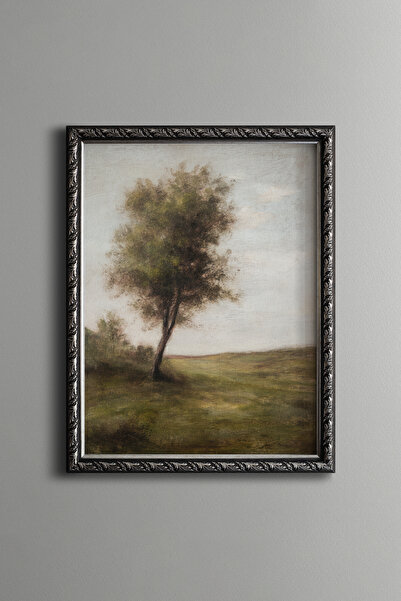 epiqart Single Tree Landscape – Vintage Patterned Frame – Slim Model