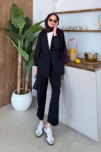 Hazamoda Ivory Jacket Suit Black