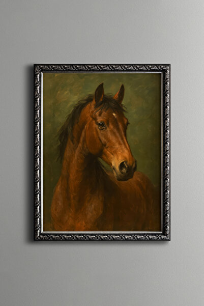 epiqart صورة حصان - إطار منقوش بتصميم عتيق - موديل نحيف