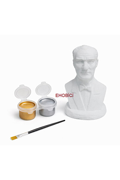 ehobici Taş Boyama Seti Atatürk Büst 2 Renk Metalik Akrilik Boya 5ml + Fırça