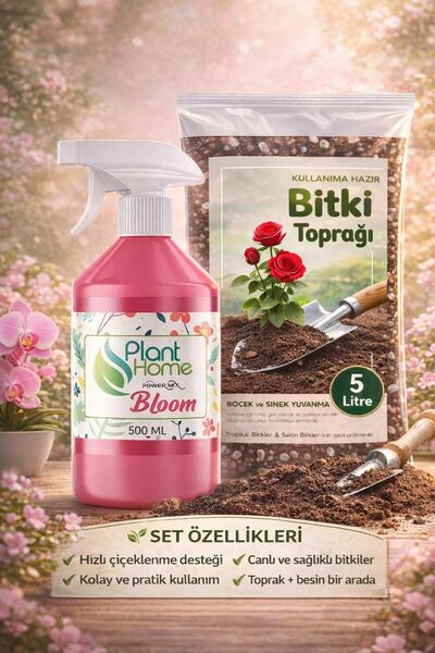 Plant Home Power Mix Bloom Çiçeklenme Destekleyici + 5Litre Bitki Toprağı