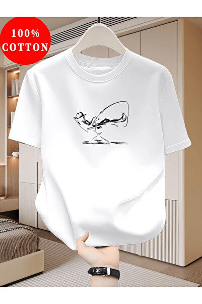 gencerco Mr. fish catching man printed premium oversize t-shirt