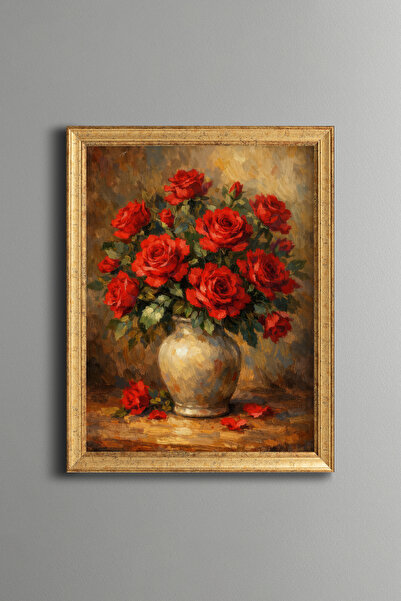 epiqart Red Roses – Vintage Patterned Frame – Slim Model