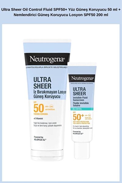 Neutrogena Ultra Sheer Oil Control Fluid SPF50+ Yüz Güneş Koruyucu 50 ml + Ne...