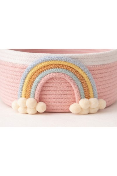 Berçak Home Rainbow Detailed Basket 20X14 cm Children's Room Toy Organizer Decorative Organizer