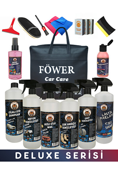 föwer DELUXE SERİSİ 18'li Oto Bakım Seti 1000 ML Çantalı Full Araba Yıkama Se...