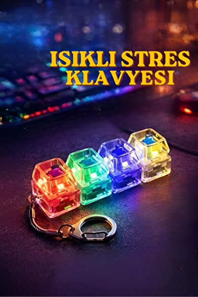 HEY GİDİ GİFT New 2026 Işıklı Klavye-Click Sesli Stres Giderici Anahtarlık - ...