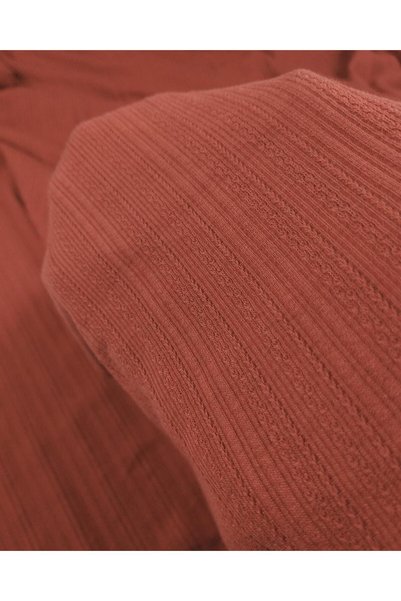 Kumaş Parça Kiremit Tarçın Arası Renkte Pamuklu İnce Örme En: 155cm