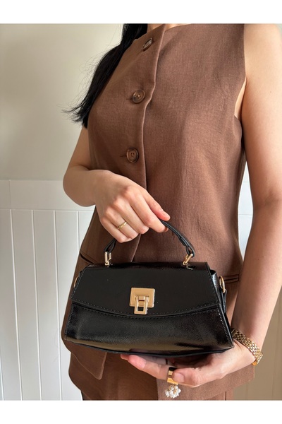 lalettobags حقيبة كروس نسائية سوداء من طراز إيلاي مزودة بقفل مفصل